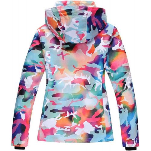  RIUIYELE Womens Ski Bib Suit Jacket Waterproof Snowboard colorful Printed Ski Jacket and Pants Set