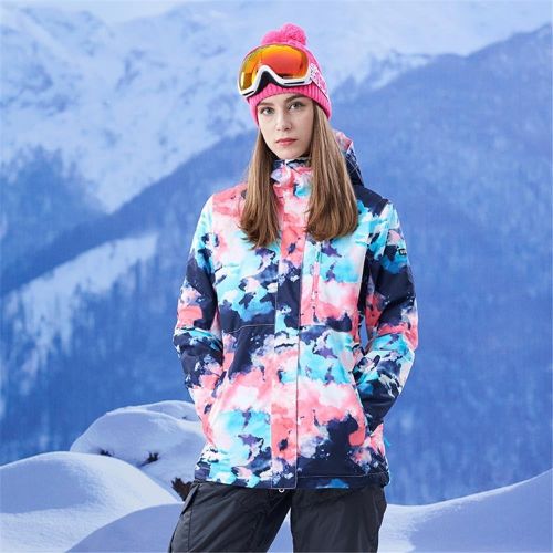  RIUIYELE Womens Ski Bib Suit Jacket Waterproof Snowboard colorful Printed Ski Jacket and Pants Set