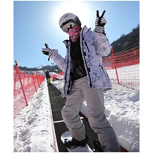  RIUIYELE Fashion Womens High Waterproof Windproof Snowboard Colorful Printed Ski Jacket and Pants