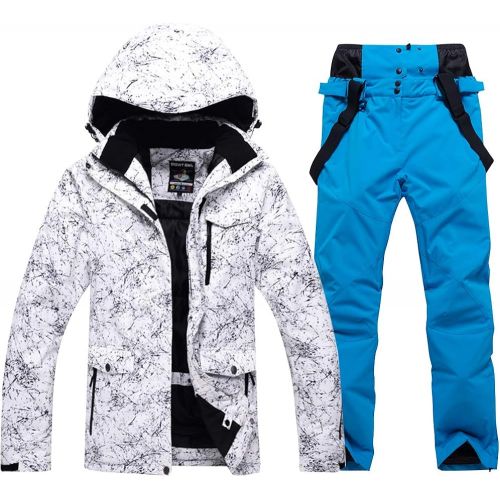  RIUIYELE Fashion Womens High Waterproof Windproof Snowboard Colorful Printed Ski Jacket and Pants
