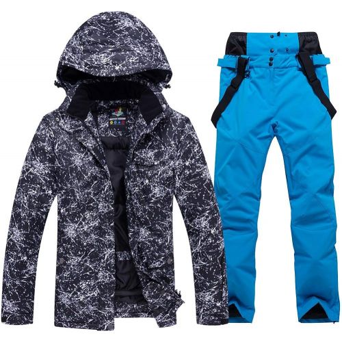  RIUIYELE Fashion Womens High Waterproof Windproof Snowboard Colorful Printed Ski Jacket and Pants