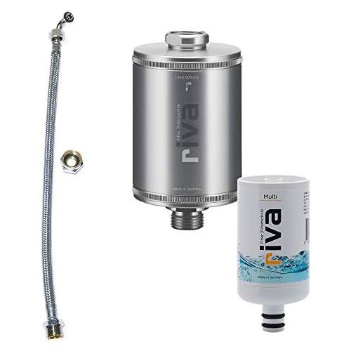  riva Filter | Drinking Water Filter Set Multi | Water Tap Filter ? Certified Protection Against Legionella, Bacteria and Germs in Kitchen Bathroom | Includes Flexible Hose Connecti
