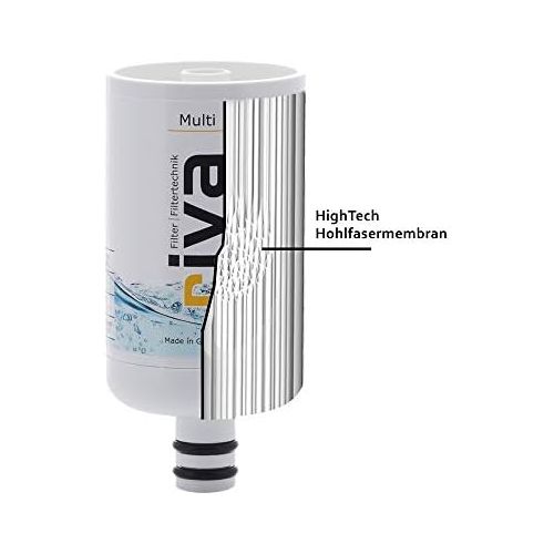  riva Filter | Drinking Water Filter Set Multi | Water Tap Filter ? Certified Protection Against Legionella, Bacteria and Germs in Kitchen Bathroom | Includes Flexible Hose Connecti