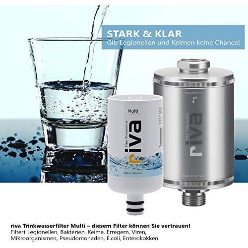  riva Filter | Drinking Water Filter Set Multi | Water Tap Filter ? Certified Protection Against Legionella, Bacteria and Germs in Kitchen Bathroom | Includes Flexible Hose Connecti