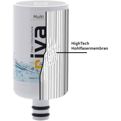  riva Filter | Drinking Water Filter Set Multi | Water Tap Filter ? Certified Protection Against Legionella, Bacteria and Germs in Kitchen Bathroom | Includes Flexible Hose Connecti