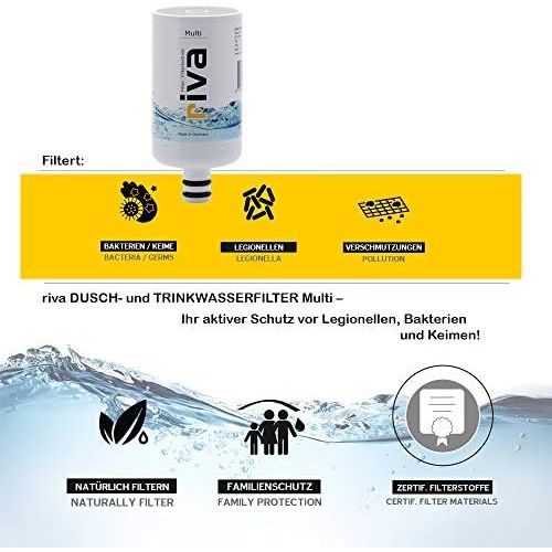  riva Filter | Drinking Water Filter Set Multi | Water Tap Filter ? Certified Protection Against Legionella, Bacteria and Germs in Kitchen Bathroom | Includes Flexible Hose Connecti