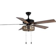 River of Goods Farmhouse LED Ceiling Fan - 52 L x 52 W - Rustic Metal Caged Ceiling Fan - Ceiling Fans with Lights