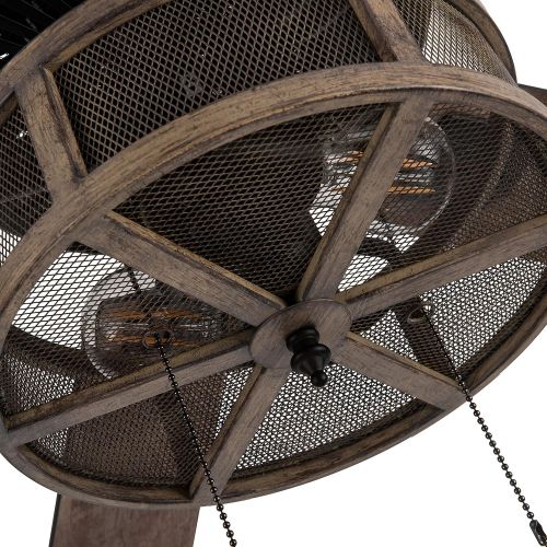  River of Goods Farmhouse LED Ceiling Fan - 52 L x 52 W - Rustic Metal Caged Ceiling Fan - Ceiling Fans with Lights