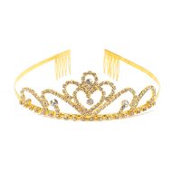 RIVERTREE Gold Costume princess crown With Comb Pin For Girls & Women Crystal Bridal wedding Tiara