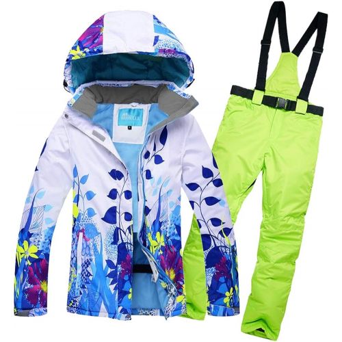  RIVIYELE Womens Waterproof Snowboard Colorful Ski Jacket and Pants Set