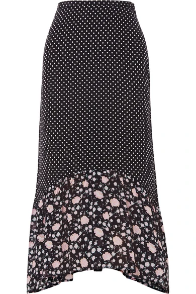 RIXO London Leandra polka-dot silk-crepe midi skirt