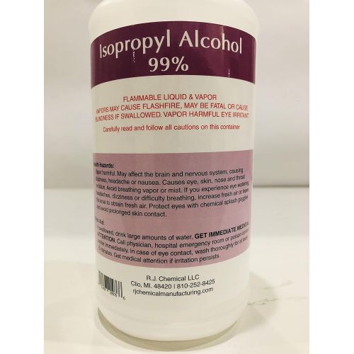  RJ Chemical Manufacturing Isopropyl Alcohol 99% Strength Gallon - Packed in 4 quarts - 100% Pure