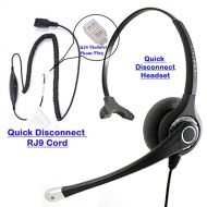 InnoTalk RJ9 Headset - Best Sound Phone headset + Cisco Avaya Panasonic Virtual Compatibility RJ9 Quick Disconnect Headset Cord compatible with Plantronics QD