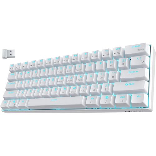  RK ROYAL KLUDGE RK61 Wireless 60% Triple Mode BT5.0/2.4G/USB-C Mechanical Keyboard, 61 Keys Bluetooth Mechanical Keyboard, Compact Gaming Keyboard with Software (Hot Swappable Blue