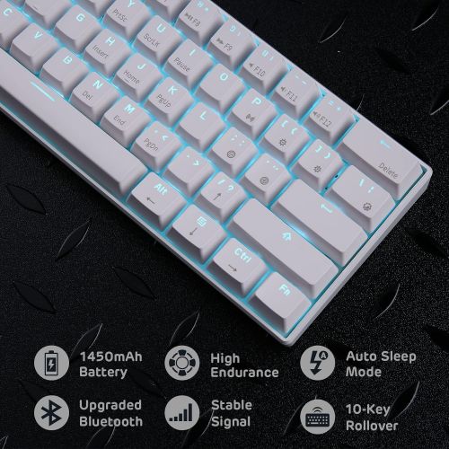  RK ROYAL KLUDGE RK61 Wireless 60% Triple Mode BT5.0/2.4G/USB-C Mechanical Keyboard, 61 Keys Bluetooth Mechanical Keyboard, Compact Gaming Keyboard with Software (Hot Swappable Blue