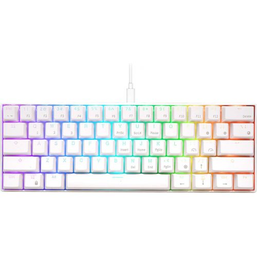  RK ROYAL KLUDGE RK61 Wired 60% Mechanical Gaming Keyboard RGB Backlit Ultra-Compact Hot-Swappable Brown Switch White