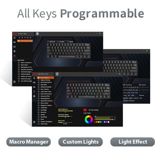  [아마존베스트]RK ROYAL KLUDGE RK61 RGB Wireless/Wired 60% Compact Mechanical Keyboard,61 Keys Bluetooth Small Portable Gaming Office Keyboard with Rechargeable Battery for Windows and Mac,Gatero