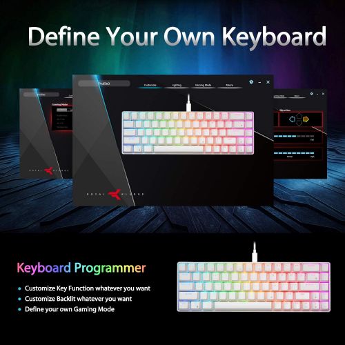  [아마존베스트]RK ROYAL KLUDGE RK68 (RK855) Wired 65% Mechanical Keyboard, RGB Backlit Ultra-Compact 60% Layout 68 Keys Gaming Keyboard with Red Switch and Stand-Alone Arrow/Control Keys, White