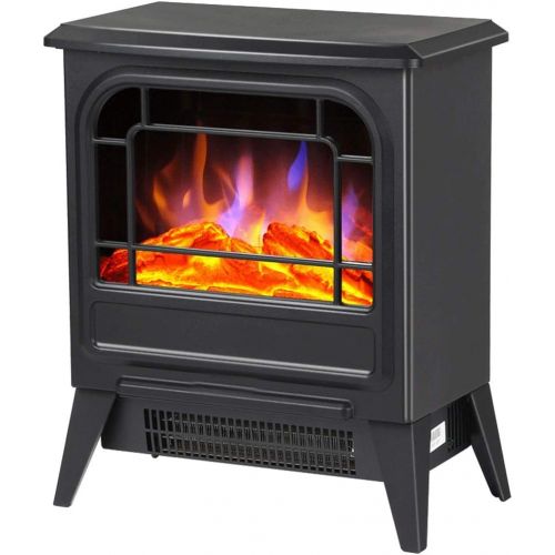  RKRCXH Electrical Fireplace 900/1800W Electric Fireplace Stove Heater,Fire Wood Flame Heater Stove Living Room Burner (Black) Electric Fireplace Stove