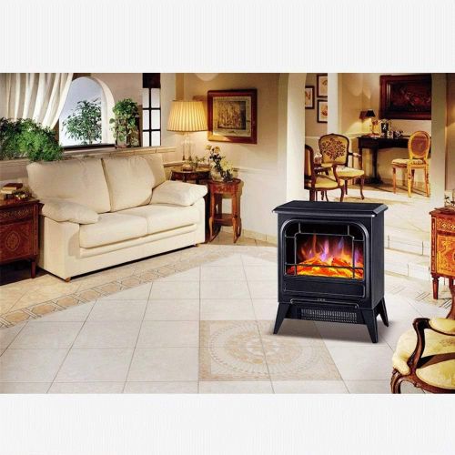  RKRCXH Electrical Fireplace 900/1800W Electric Fireplace Stove Heater,Fire Wood Flame Heater Stove Living Room Burner (Black) Electric Fireplace Stove