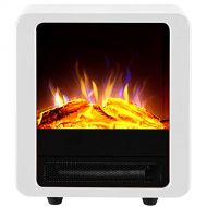 RKRCXH Electric Stove Fireplaces,Log Burner Electric Fire Stove,Freestanding Electric Fireplace Fire Wood Log Burning Effect Flame Heater Stove900/1800W(White) 33x20x37cm Electric