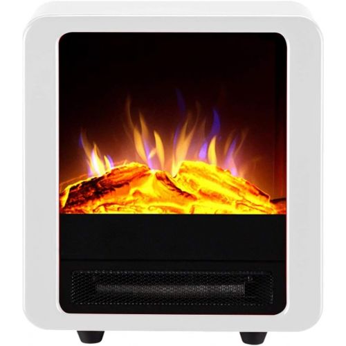  RKRCXH Electric Stove Fireplaces,Log Burner Electric Fire Stove,Freestanding Electric Fireplace Fire Wood Log Burning Effect Flame Heater Stove900/1800W(White) 33x20x37cm Electric