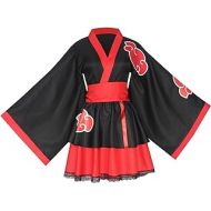 RKZVPN Akatsuki Lolita Kimono Dress Naruto Anime Cosplay Costume