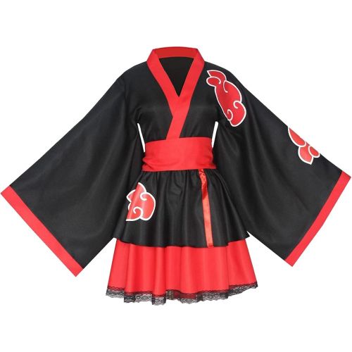  할로윈 용품RKZVPN Akatsuki Lolita Kimono Dress Naruto Anime Cosplay Costume