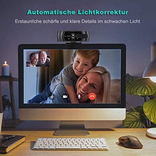  [아마존베스트]RLBUNZ 1080P Webcam with Microphone, Full HD PC / Laptop Webcam with Tripod, Automatic Light Correction, USB 2.0 Plug & Play for Live Streaming, Video Calls, Online Teaching, Confe