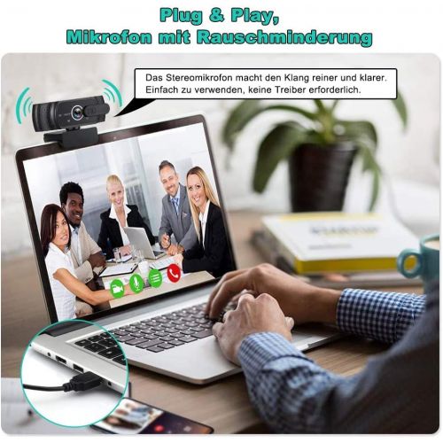  [아마존베스트]RLBUNZ 1080P Webcam with Microphone, Full HD PC / Laptop Webcam with Tripod, Automatic Light Correction, USB 2.0 Plug & Play for Live Streaming, Video Calls, Online Teaching, Confe