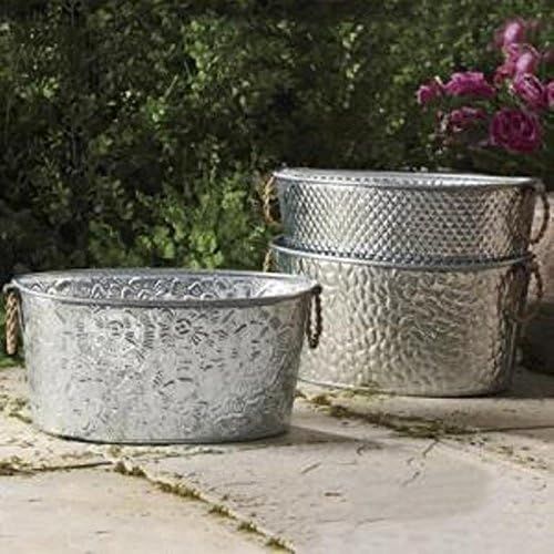  [아마존베스트]RLTBrand Oval Assorted Galvanized Tubs with Metal Handles - 1 Per Order