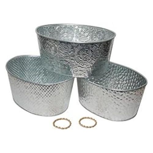  [아마존베스트]RLTBrand Oval Assorted Galvanized Tubs with Metal Handles - 1 Per Order