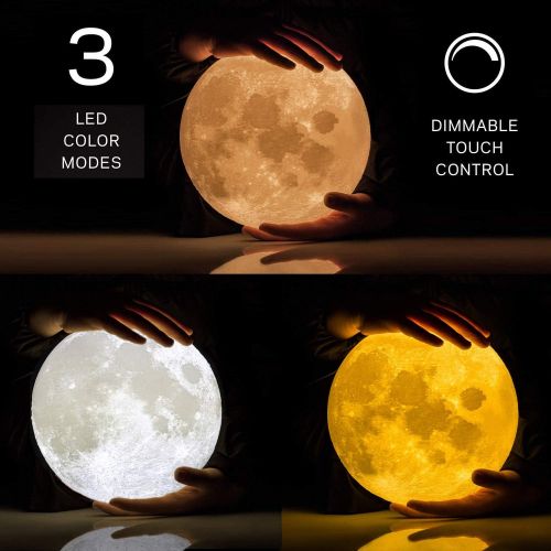 RMFSH ACED 3D Printing 4.7Inch Moon Light Lamp Baby Night Light, Dimmable Color Changing, Touch Battery Operated LED Moonlight Lamps for Bedrooms, Fathers Day Gifts, Cool Christmas Gifts