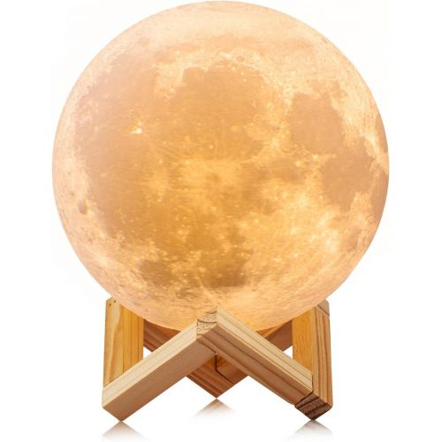  RMFSH ACED 3D Printing 4.7Inch Moon Light Lamp Baby Night Light, Dimmable Color Changing, Touch Battery Operated LED Moonlight Lamps for Bedrooms, Fathers Day Gifts, Cool Christmas Gifts