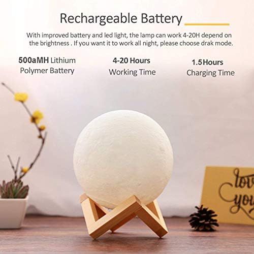  RMFSH ACED 3D Printing 4.7Inch Moon Light Lamp Baby Night Light, Dimmable Color Changing, Touch Battery Operated LED Moonlight Lamps for Bedrooms, Fathers Day Gifts, Cool Christmas Gifts