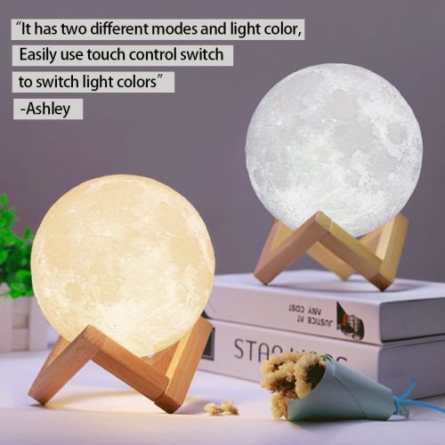  RMFSH ACED Moon Light, 3D Printing LED Moon Lamp Large, Touch Control, Ajustable Brightness, USB Recharge, Seamless Lunar Moon Night Light Lamp with Stand for Bedrooms, Mothers Day Gift,