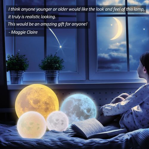  RMFSH ACED Moon Light, 3D Printing LED Moon Lamp Large, Touch Control, Ajustable Brightness, USB Recharge, Seamless Lunar Moon Night Light Lamp with Stand for Bedrooms, Mothers Day Gift,