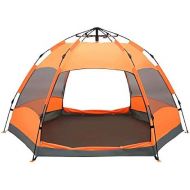 RMXMY Outdoor Family Camping Zelt mit Tragetasche - Winddichtes, wasserdichtes und UV-bestandiges Strandzelt 6-9 Personen, Orange