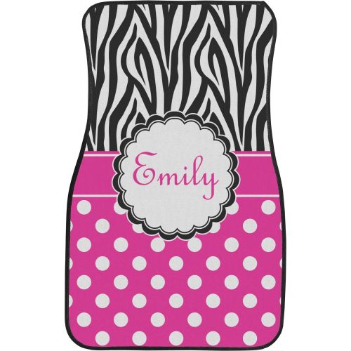  RNK Shops Zebra Print & Polka Dots Car Floor Mats (Front Seat) (Personalized)