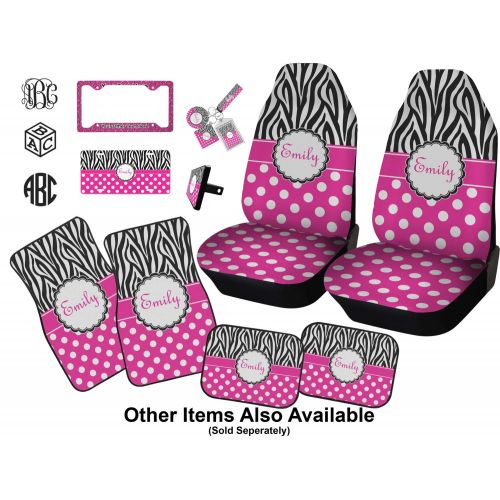  RNK Shops Zebra Print & Polka Dots Car Floor Mats (Front Seat) (Personalized)