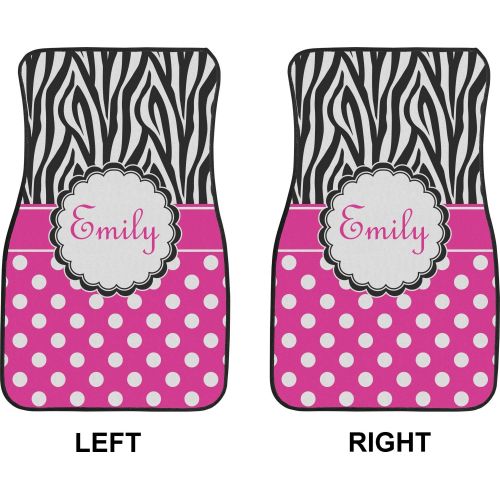  RNK Shops Zebra Print & Polka Dots Car Floor Mats (Front Seat) (Personalized)