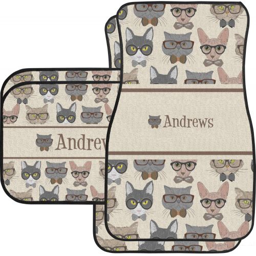  RNK Shops Hipster Cats Car Floor Mats (Front Seat) (Personalized)