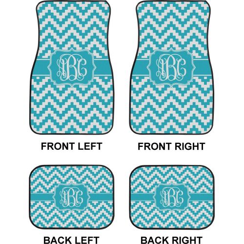  RNK Shops Pixelated Chevron Car Floor Mats Set - 2 Front & 2 Back (Personalized)