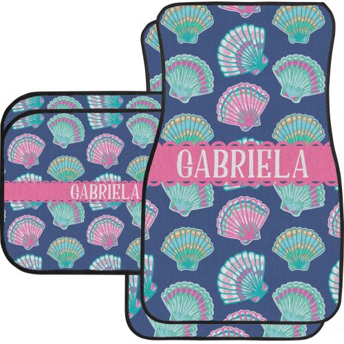  RNK Shops Preppy Sea Shells Car Floor Mats Set - 2 Front & 2 Back (Personalized)