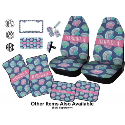  RNK Shops Preppy Sea Shells Car Floor Mats Set - 2 Front & 2 Back (Personalized)