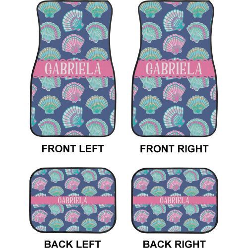  RNK Shops Preppy Sea Shells Car Floor Mats Set - 2 Front & 2 Back (Personalized)