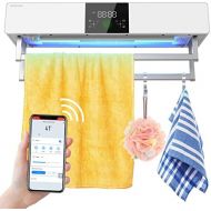 ROADVIEW Towel Warmers with UV Sanitizing, Intelligent Electric Heated Towels Dryer Tuya WiFi Control Towel Warmer Wall Mounted for Bathroom, Compatible with Alexa