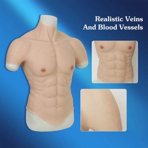  할로윈 용품ROANYER Silicone Muscle Suit Male Chest Realistic Silicone Chest Fake Muscle Belly Simulation Skin Silicone