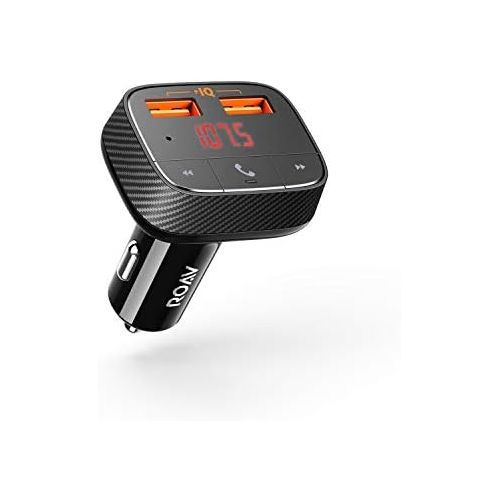  [아마존베스트]ROAV Anker Roav SmartCharge F0 Bluetooth FM Transmitter for Car, Audio Adapter and Receiver, Hands-Free Calling, MP3 Car Charger with 2 USB Ports, PowerIQ, and AUX Output (No Dedicated