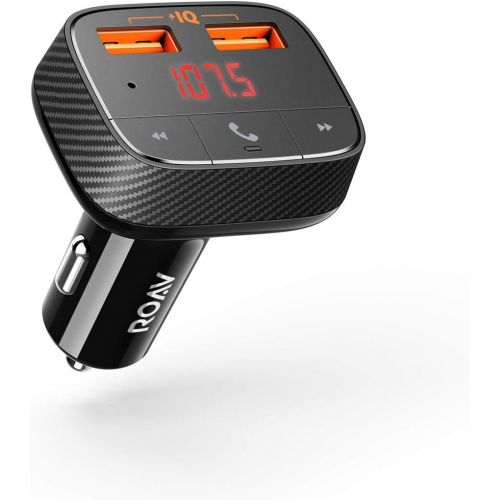  [아마존베스트]ROAV Anker Roav SmartCharge F0 Bluetooth FM Transmitter for Car, Audio Adapter and Receiver, Hands-Free Calling, MP3 Car Charger with 2 USB Ports, PowerIQ, and AUX Output (No Dedicated